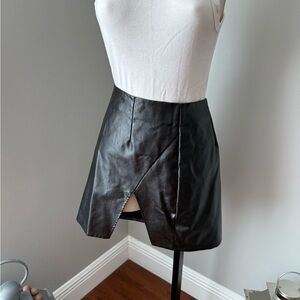 Lulu's Black Faux Leather Mini Skirt